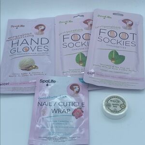 Spa Life Spearmint & tea tree foot sockies cocoa butter hand gloves cuticle wrap